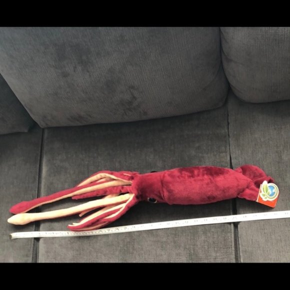 NWT Wild Republic wine plush Squid 31” glass eyes - Picture 10 of 10
